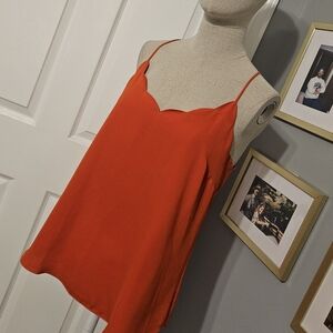 J. Crew Factory Red Scallop Tank Top